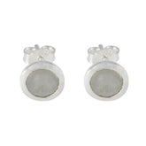 Zoey Delicate Gemstone Earrings for Everyday Glam Rainbow Moonstone White Stud